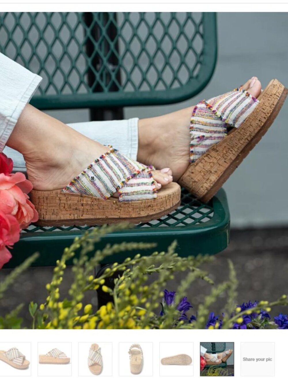 Minnetonka Women's Posey Cork Wedge Sandals Fiesta Stripe Size 8